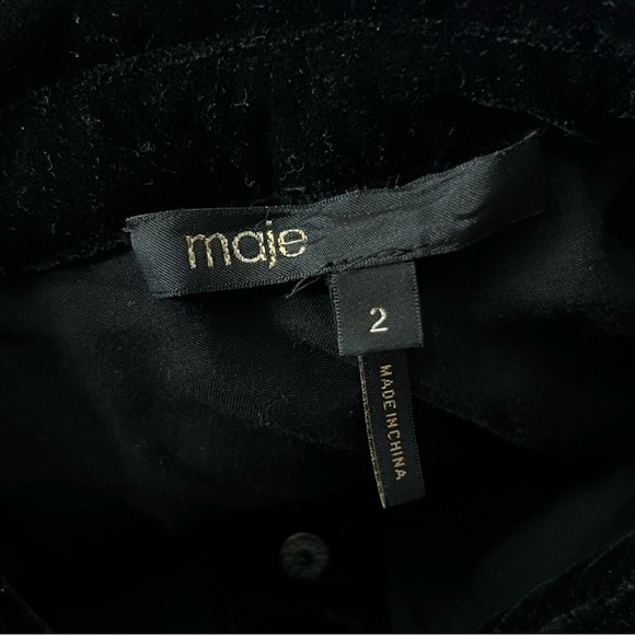 MAJE Velvet Floral Embroidered Long Sleeve Western Snap Button Collared Shirt M - Picture 8 of 12